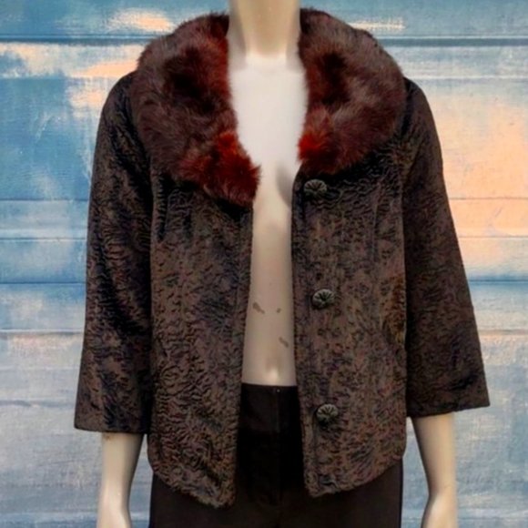 WINTER VINTAGE LADIES HAND-DESIGNED GENUINE SWAKARA PERSIANLAMB LUXURY JACKET